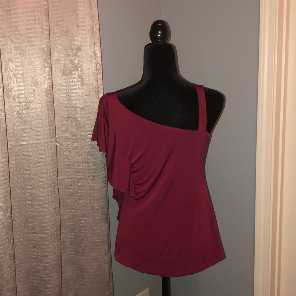 Sensational Ruffled Maroon Top - Picture 3 of 4